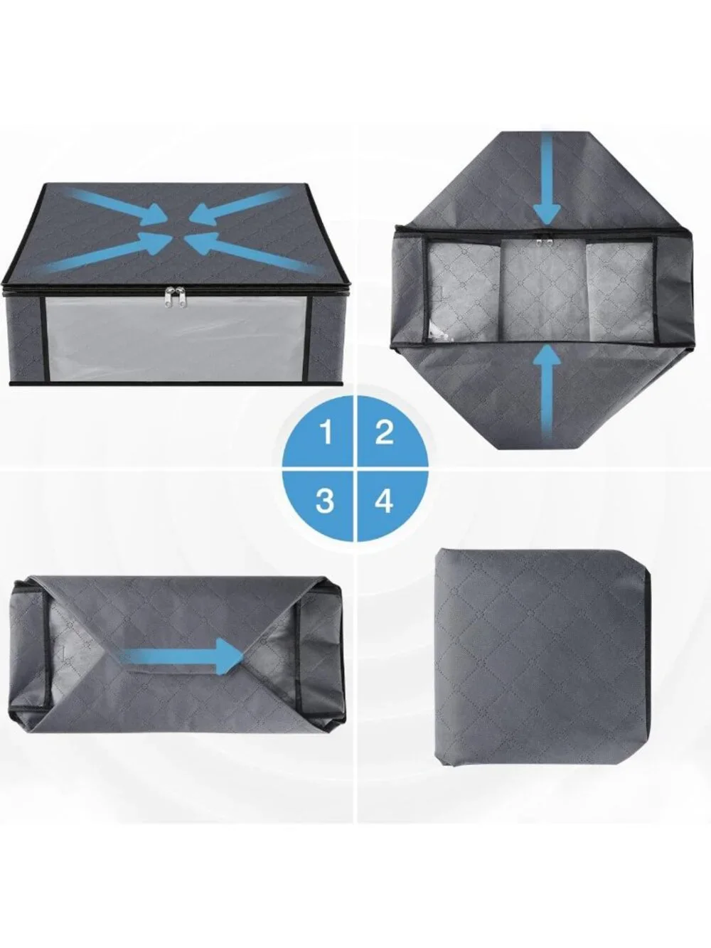 10-Pack Gray Clothes Organizer Storage Bags - 35L Space-Saving Bins for Home